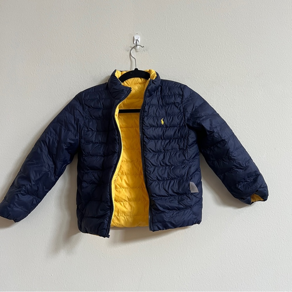 Polo Ralph Lauren Kids Unisex P- Layer2 Puffer Jacket Reversible yellow /navy 7 - Picture 2 of 3